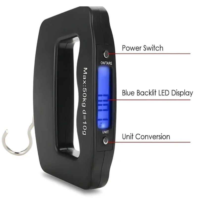 Fishing Hook - 50kg/10g Travel Luggage Scale Portable Handheld