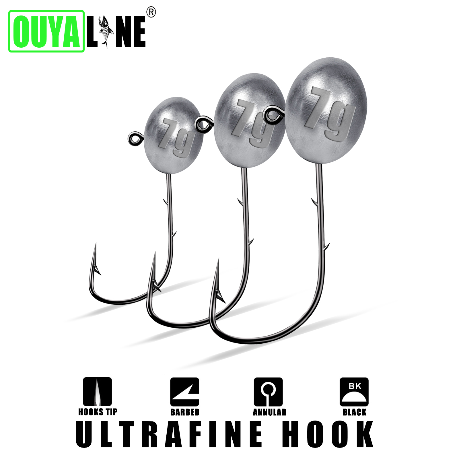 Fishing Hook Offset - Jig Head Hook 1X Rockfish Ajing