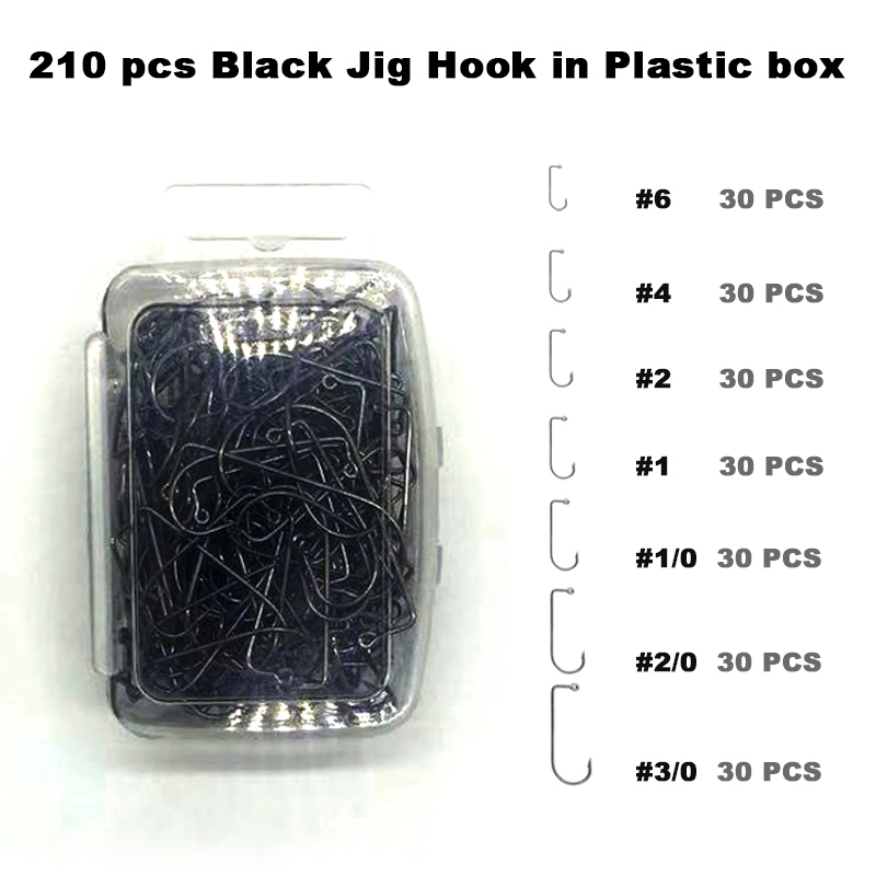 Fishing Hook Jig - Adygil DIY Fishing 210 pcs Black