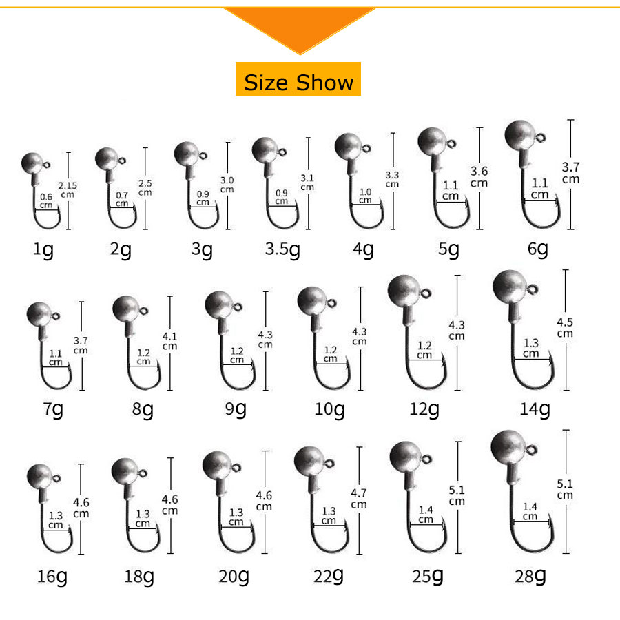 MrLurion 50pcs 1g-28g jig head - Fishing Hook Weedless recension och pris
