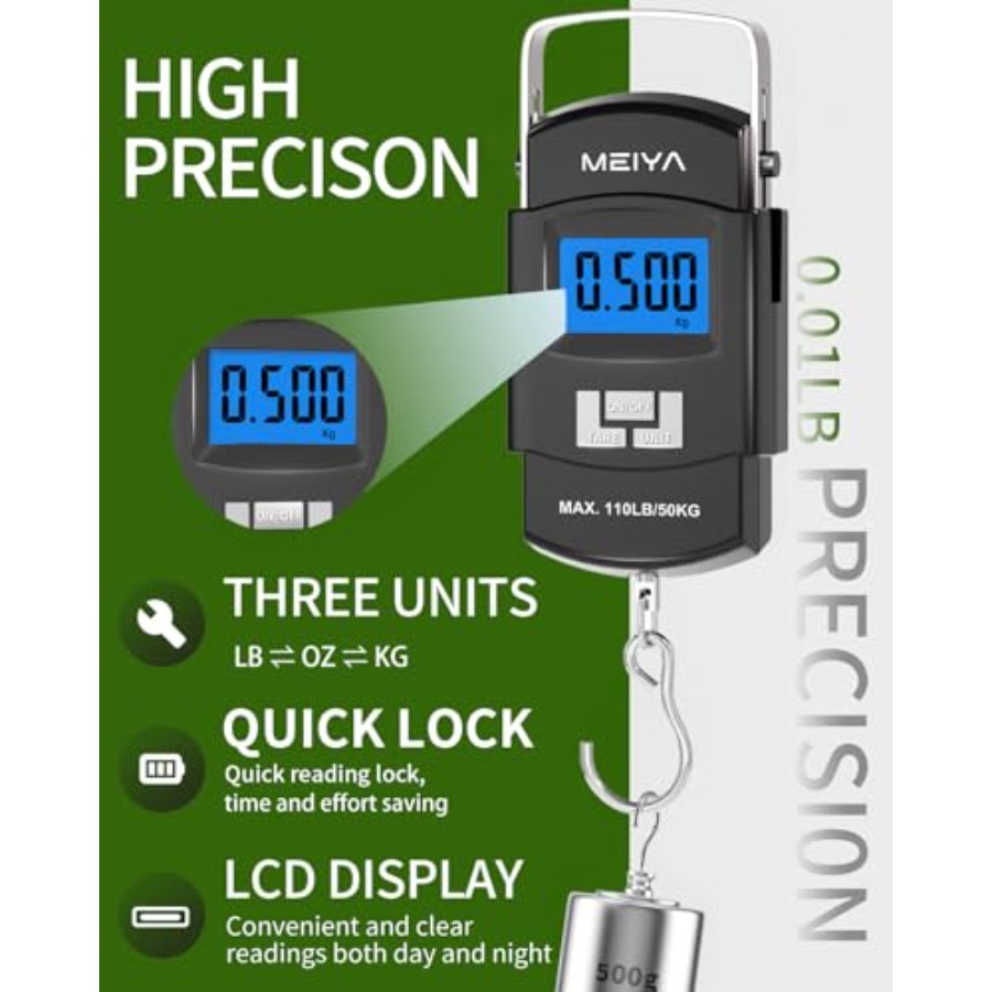 Fish Scale 110lb/50kg Digital  - Fishing Hook Stainless Steel recension och pris