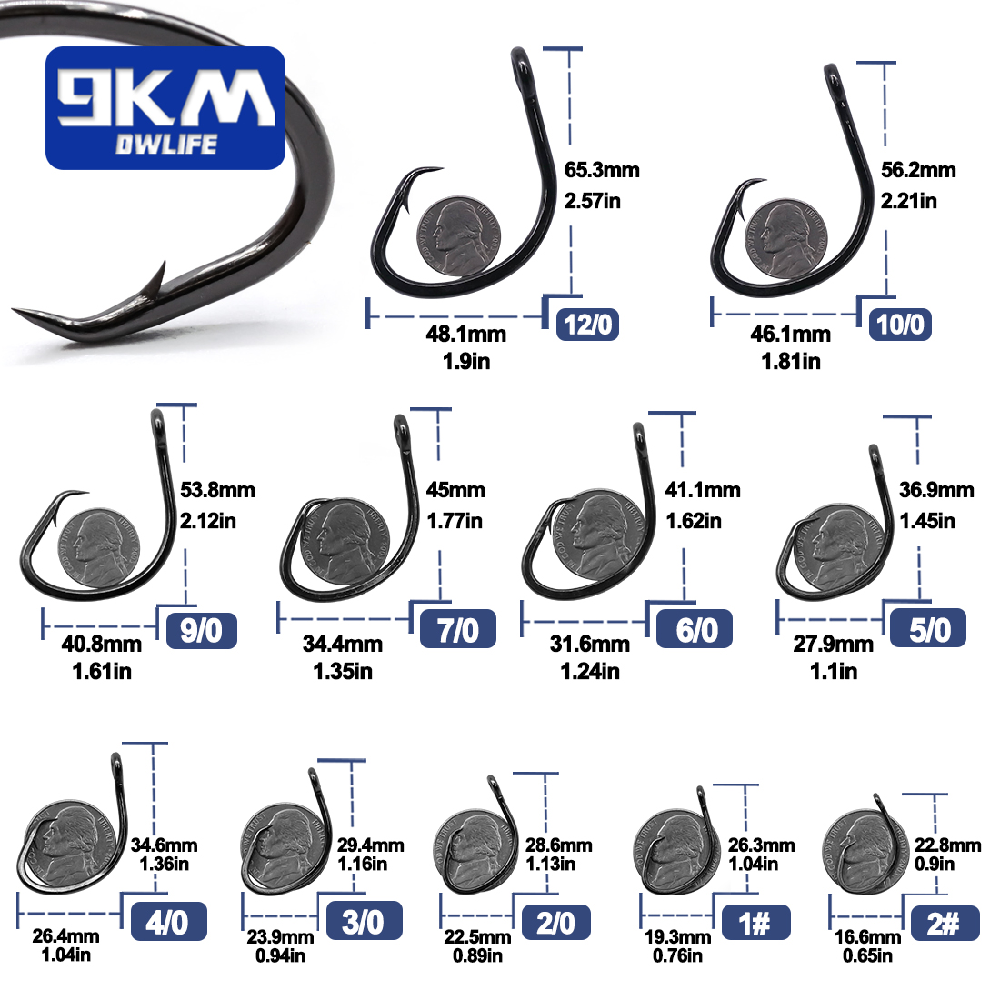 9KM Circle Hooks 25~50Pcs Salt - Fishing Hook Circle recension och pris