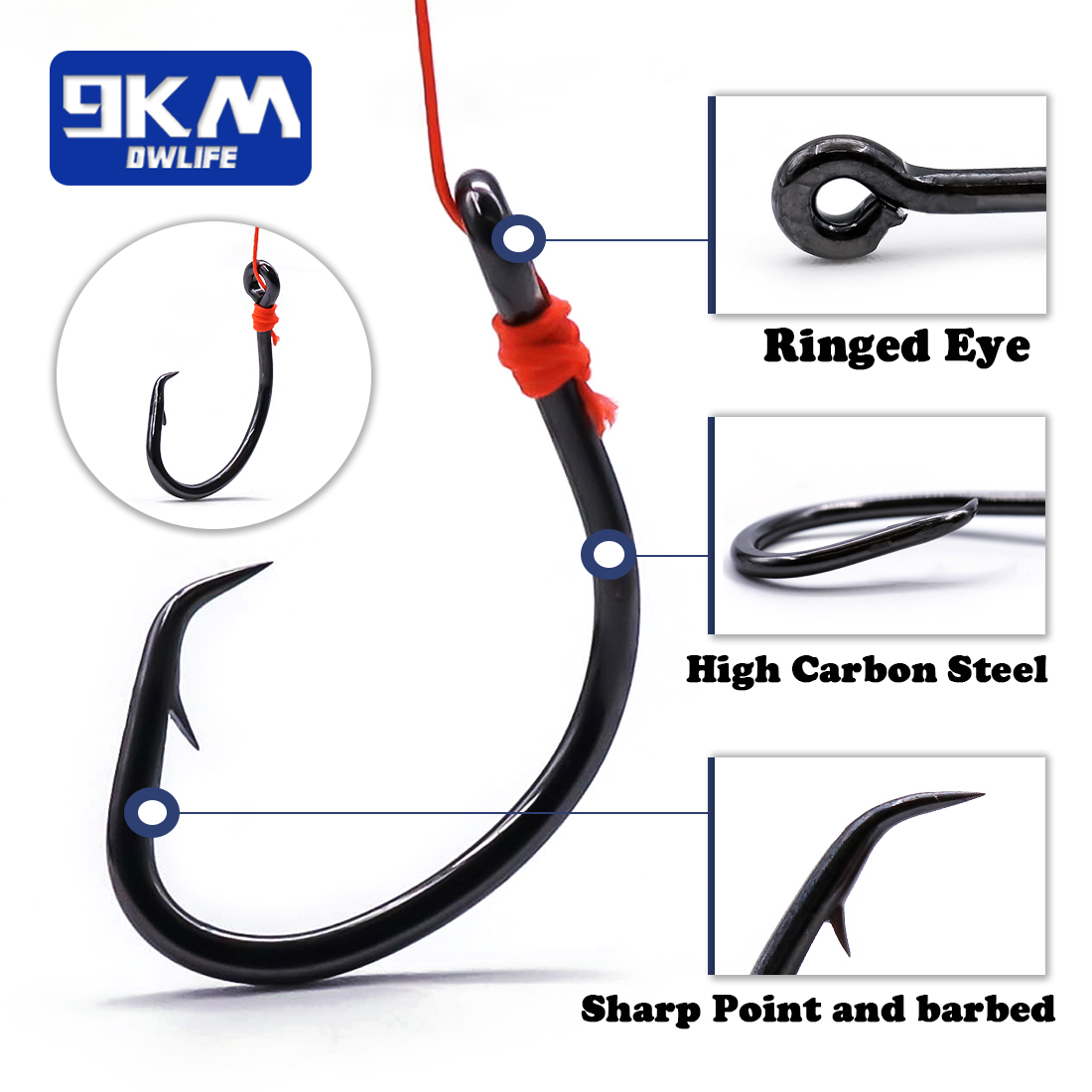 9KM Circle Hooks 25~50Pcs Salt - Fishing Hook Circle recension och pris