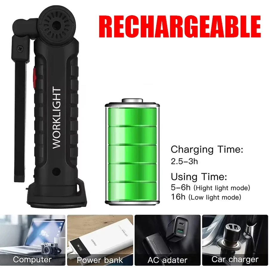 Rechargeable Magnetic Work Lig - Fishing Hook recension och pris