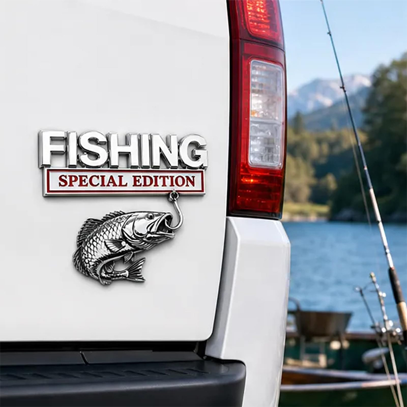Chrome Fishing Car Badge Metal - Fishing Hook recension och pris