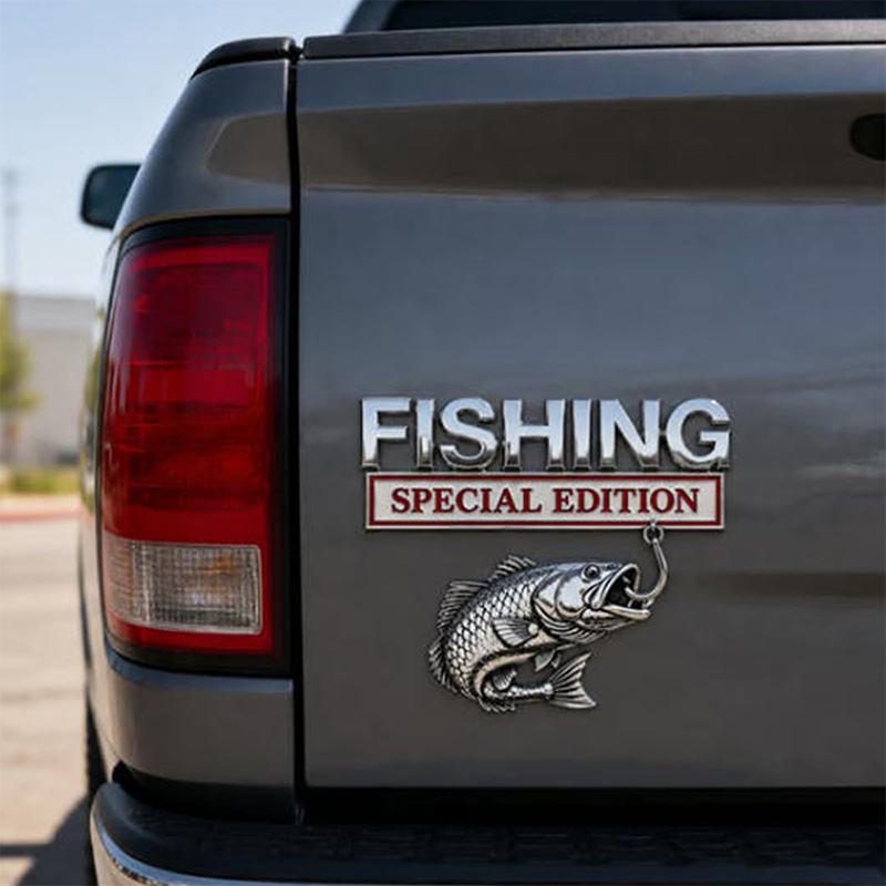 Chrome Fishing Car Badge Metal - Fishing Hook recension och pris