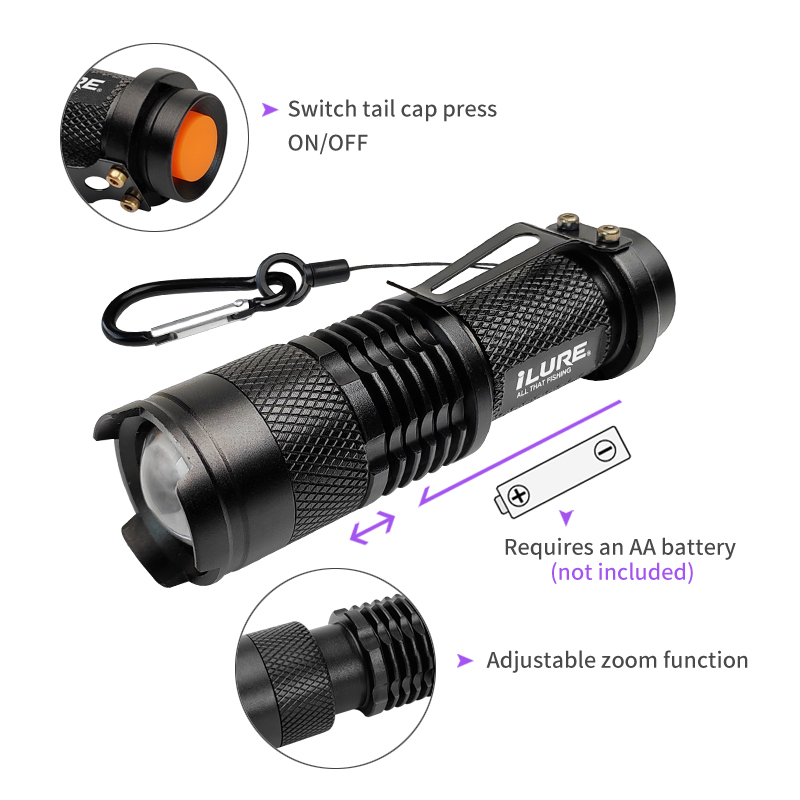 Mini UV Flashlight 395nm Ultra - Fishing Hook Jig recension och pris