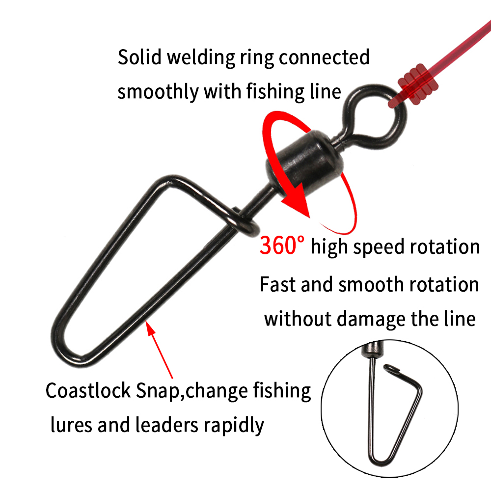 20PCS #12 -1/0 Rolling Swivel  - Fishing Hook Stainless Steel recension och pris