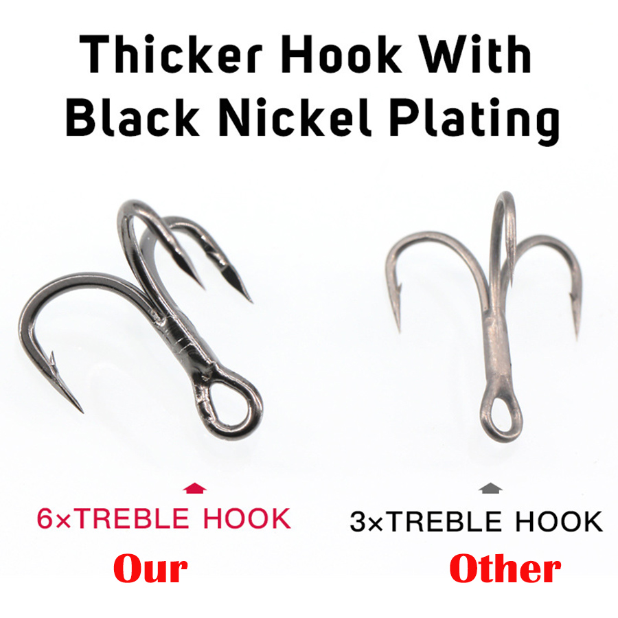 6X Fishing Treble Hooks Black  - Fishing Hook Offset recension och pris