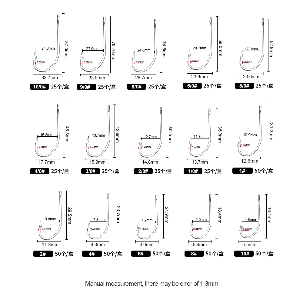 FTK Fishing Hooks 1-10#50PCS 1 - Fishing Hook Offset recension och pris